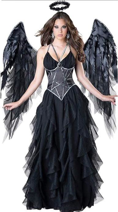 0 0 halloween adult women s dark sexy angel cosplay costume black game suit for fancy dress