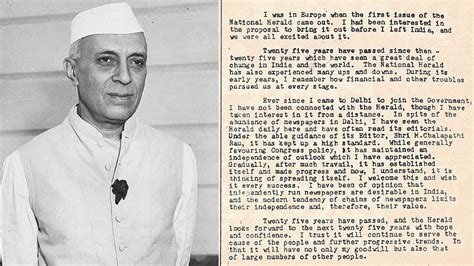 Pm Nehrus Message To National Herald On Its Silver Jubilee