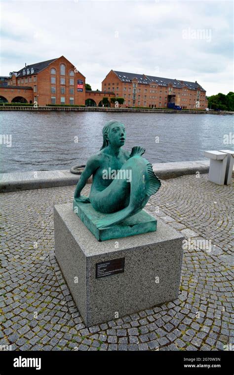 Copenhagen Denmark July 2021 Bronze Cast Of The Sculpture Mermaid