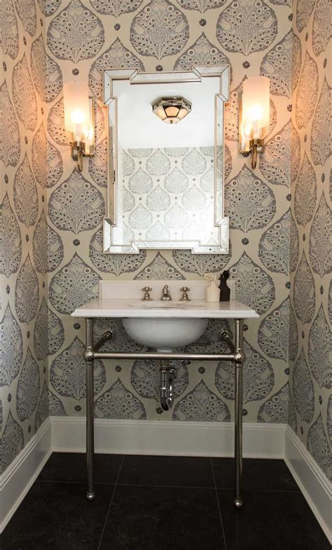 Beautiful Powder Room Farrow And Ball Small Bathroom Wallpaper