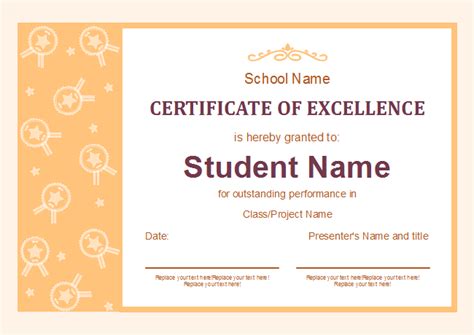 Award Your Student A Certificate For His Excellent Performance In