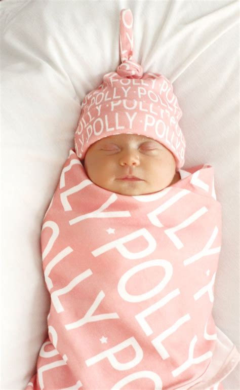 Personalized Baby Swaddle Blanket Andor Knot Hat Petunias Etsy