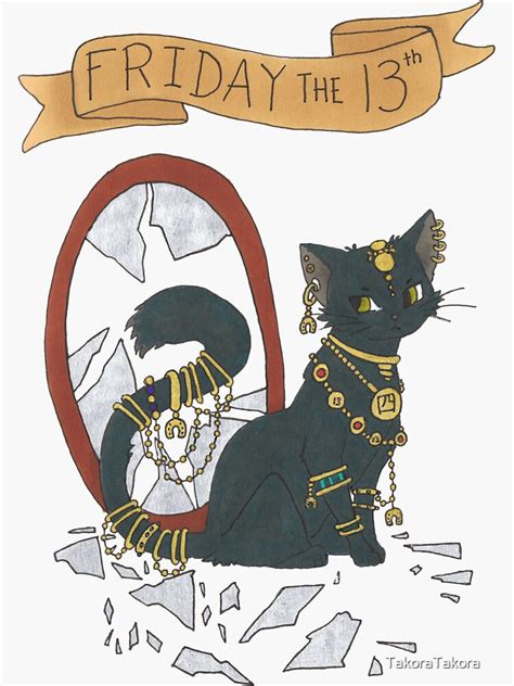 Friday 13th Black Cat Sticker By Takoratakora Redbubble
