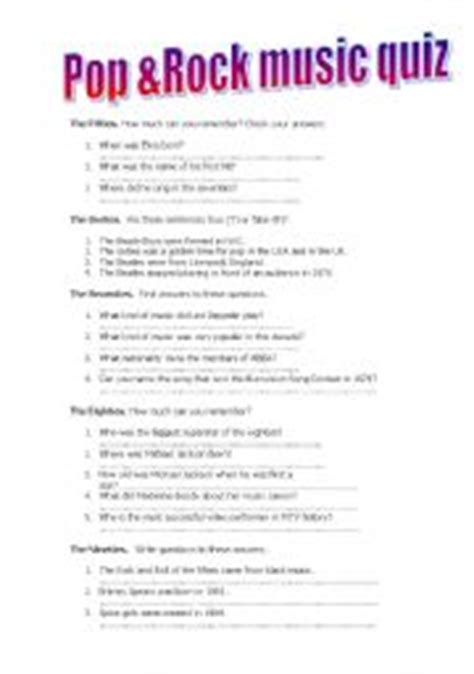 Since we all listen to music, music can be a. Pop & Rock Music quiz - ESL worksheet by Nat71