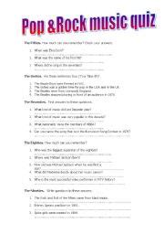 Since we all listen to music, music can be a. Pop & Rock Music quiz - ESL worksheet by Nat71