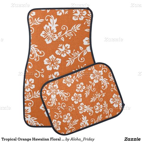 Tropical Orange Hawaiian Floral Car Mats | Zazzle.com | Tropical orange, Tropical floral pattern ...