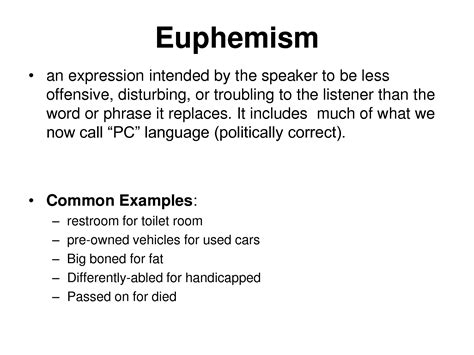 Definition Of Euphemism And Examples Definition Ghw