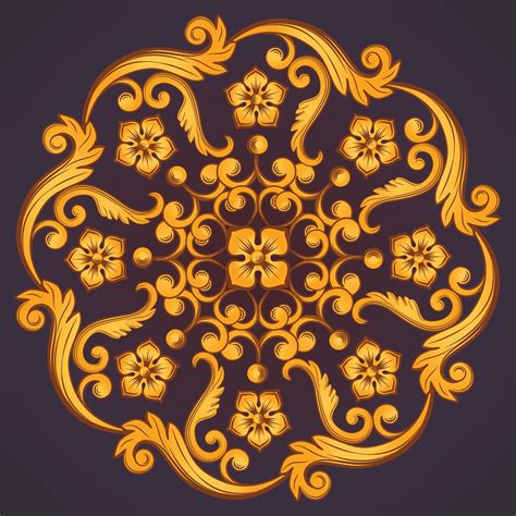 Beautiful Round Ornamental Element For Design In Yellow Orange Colors