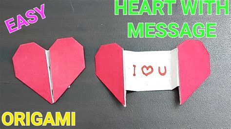 How To Make Easy Origami Heart With Message Youtube