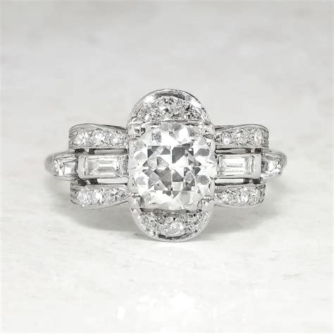 An engagement ring is a ring indicating that the person wearing it is engaged to be married, especially in western cultures. Art Deco 1930's 1.63ct t.w. Old European Cut Baguette Cut ...