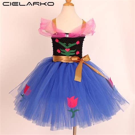 Cielarko Princess Girls Dress Blue Anna Tutu Dresses For Birthday Party