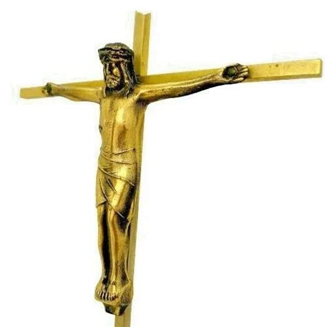Crucifix Cross Inri Jesus Christ Wall Plaque Hanging Brass Religious