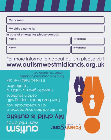 Printable Autism Alert Card Autism Alert Card Autism Spectrum