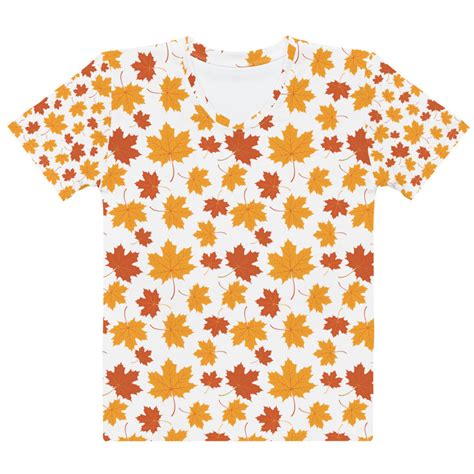 Leaf Pattern All Over Print Womens T Shirt Home Town Apparel