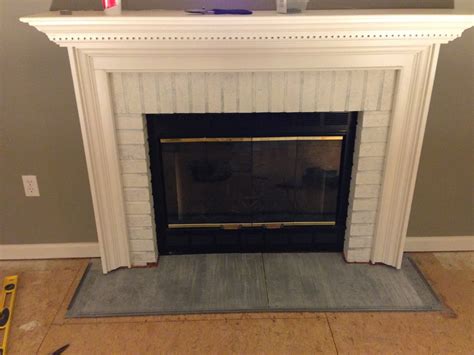 Chic Meets Healthy Fireplace Hearth Pt 1 Herringbone Marble Tile Hearth