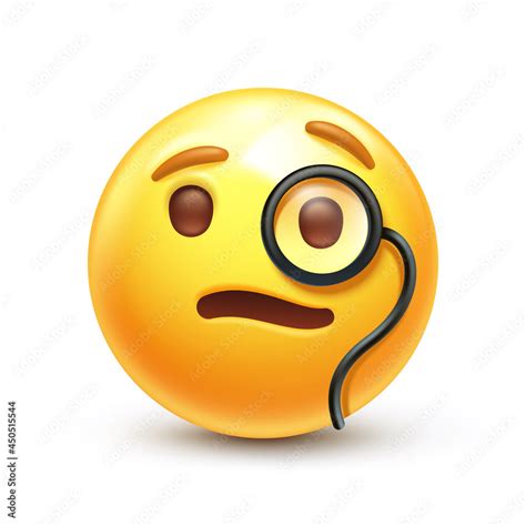Intelligent Emoji Smug Emoticon With Monocle And Raised Eyebrow 3d