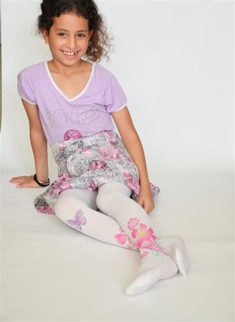 Girls Tights With Flowers And Butterflychildren Leggingskids Etsy