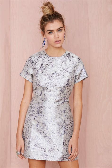 Metallic jacquard dress