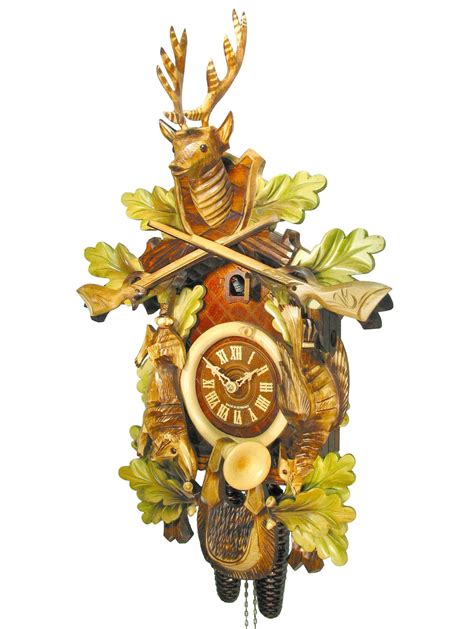 Carved 8 Day Hunting Style Cuckoo Clock 59cm By August Schwer Cuckoo