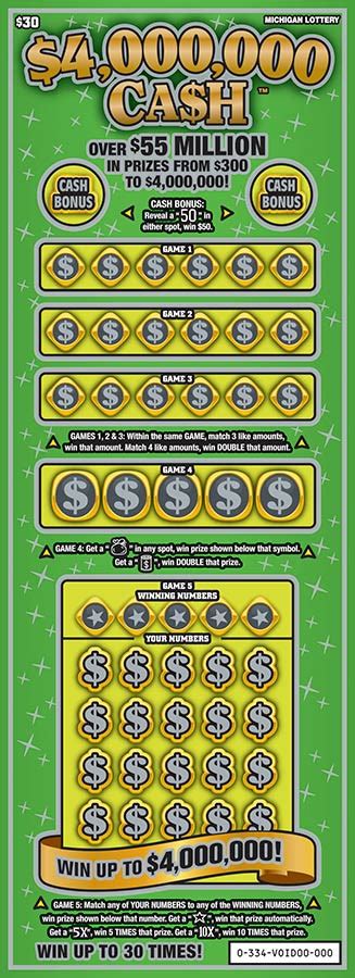 New york series 1452 $1,000,000 * 1 $2,000 2. $4,000,000 Cash - $4,000,000 Cash (MI Lottery Scratch Offs ...