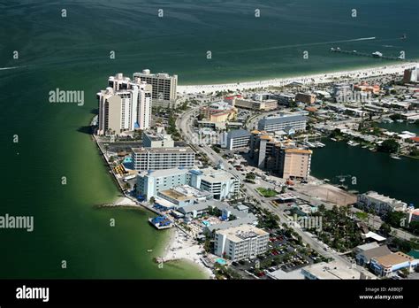 Aerial View Of Clearwater Beach Island Waterfront Hotels Clearwater