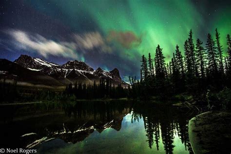 Northern Lights Over The Rocky Mountains Canada