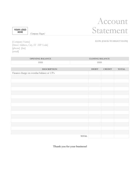 Billing Statement Template Word Collection