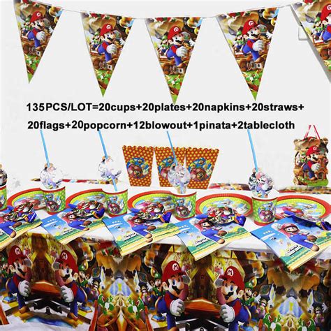 73pcslot Disposable Tableware For Birthday Party Supplies Super Mario