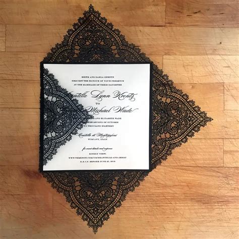 Black Lace Wedding Invitation Elegant Invitation Cards Personalized