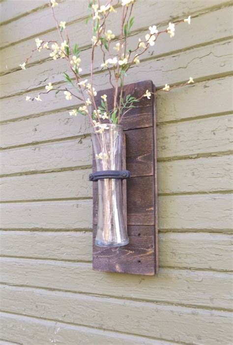 Vase Sconce Wood Wall Sconce Rustic Vase Sconce Stained Rustic