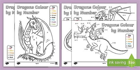 Colour By Number Dragon Worksheet Pack Twinkl Twinkl