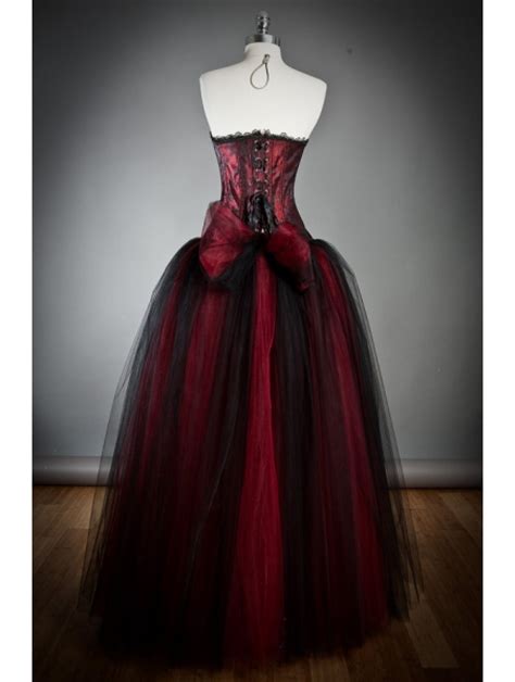 Wine Red Long Gothic Corset Prom Dress Uk