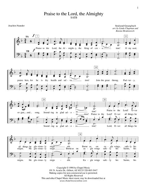 Praise To The Lord The Almighty By Bonnie Heidenreich Satb Hymns Of Praise Praise Hymn