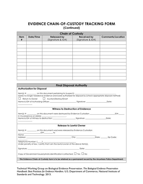 Printable Chain Of Custody Form Template Printable Word Searches