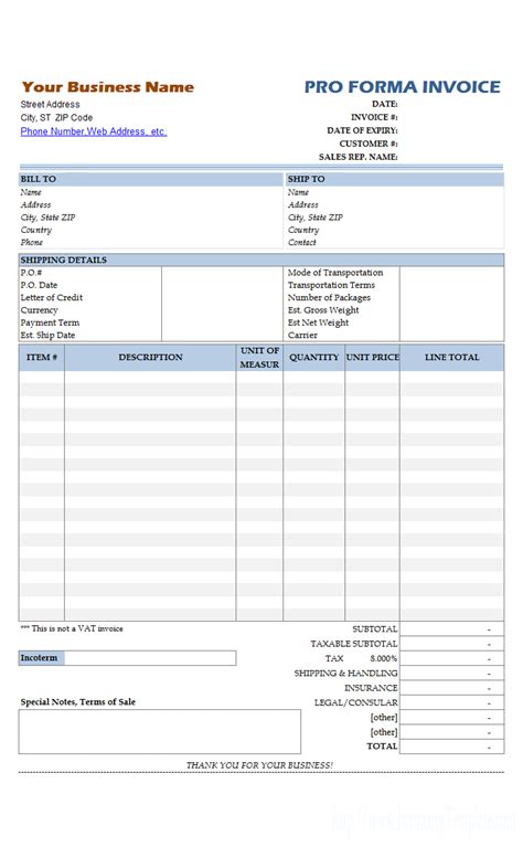 Free Proforma Invoice Template Word Best Template Collection In 2020