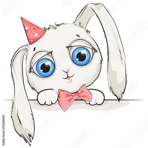 Cute Cartoon Rabbit With Big Eyes On White Background Buy This Stock