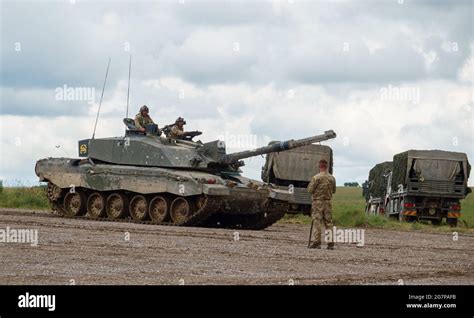 British Army Challenger 2 Fv4034 Main Battle Tanks On Exercise