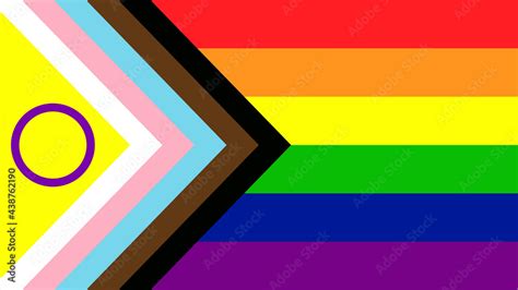 vektorová grafika „new lgbtq pride flag vector new and updated intersex inclusive progress pride