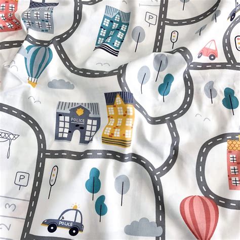 Race Track Fabric By The Yard Cotton Fabric Kids Fabric Etsy