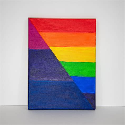 Original Rainbow Bisexual Pride Acrylic Painting Abstract Lgbtq Bi Pride Art X Canvas
