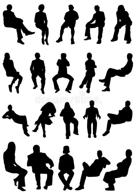 Collection Of Sitting People Vector In Black Ad Sitting Collection People Black