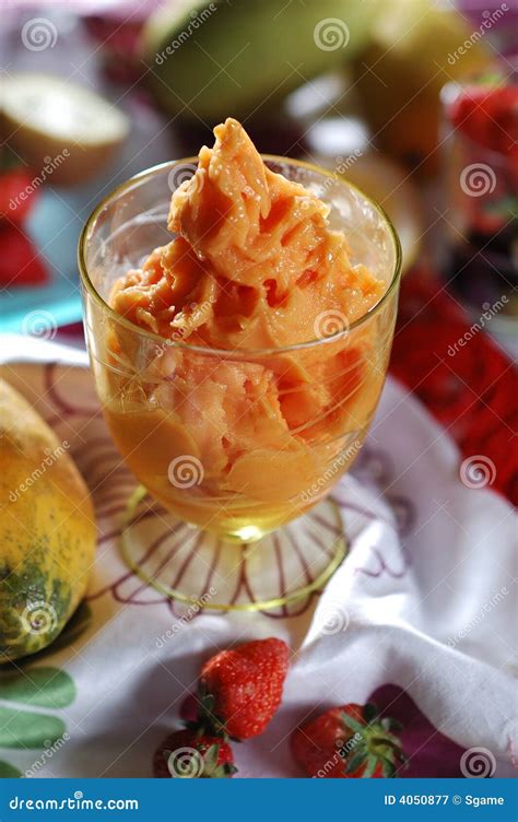 Papaya Ice Cream Stock Image Image Of Taste Fresh Fruit 4050877