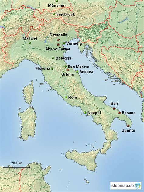Die städte von italien auf der karte. StepMap - Italien Karte - Landkarte für Italien