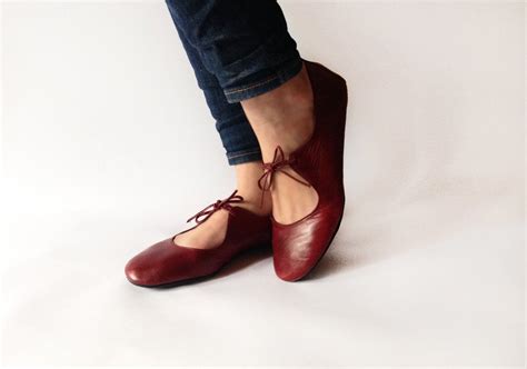 The Drifter Leather Handmade Shoes — Passion Ballet Flats In Deep Red