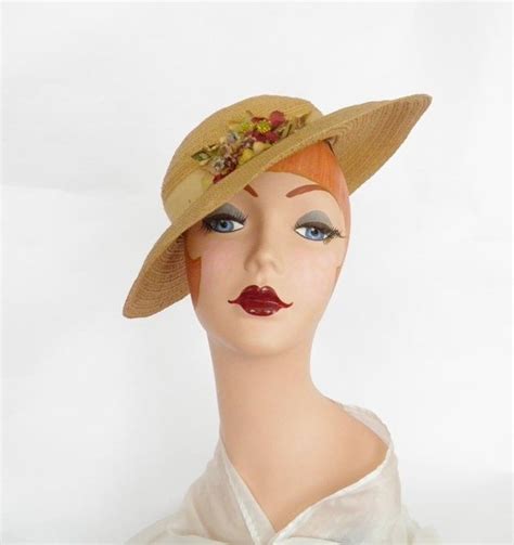 vintage 1930s tilt hat straw with flowers darby hats vintage vintage 1930s hats