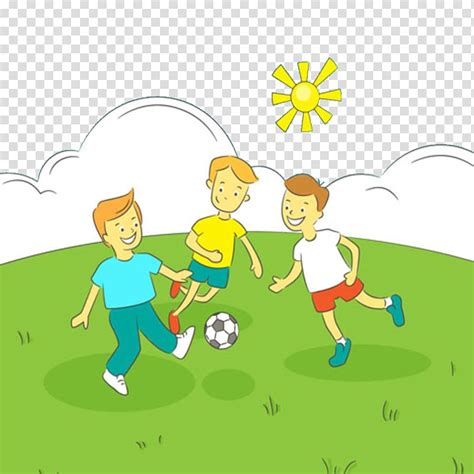Boys Playing Soccer Illustration Child Cartoon Illustration Play