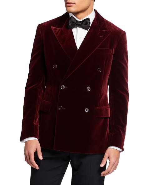 Classic Luxurious Men Double Breasted Coat Maroon Velvet Etsy