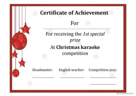 Christmas Certificate English Esl Powerpoints