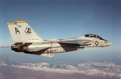 An Air To Air Right Side View Of A Fighter Squadron 142 Vf 142 F 14a