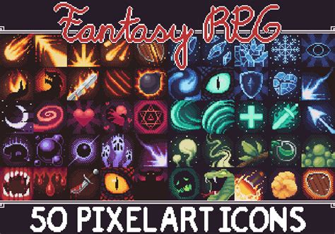Fantasy Rpg Pixelart Skill Icons 50 Unique Icons Gamedev Market
